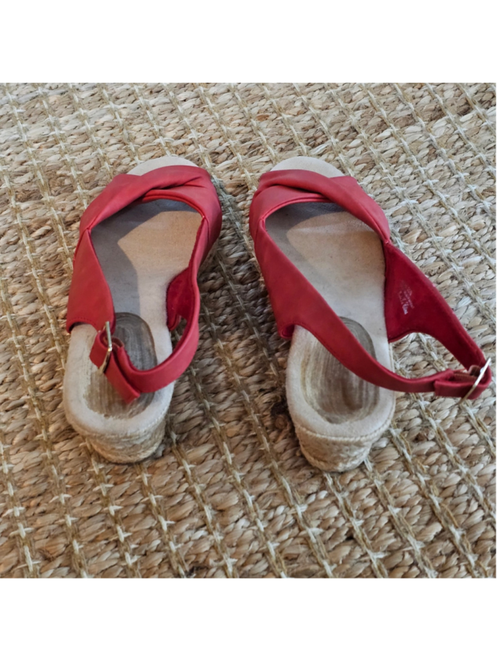 Easy Street Maureen Red Espadrille Wedge Sandals Women’s 10N Narrow NWOB - Picture 9 of 10